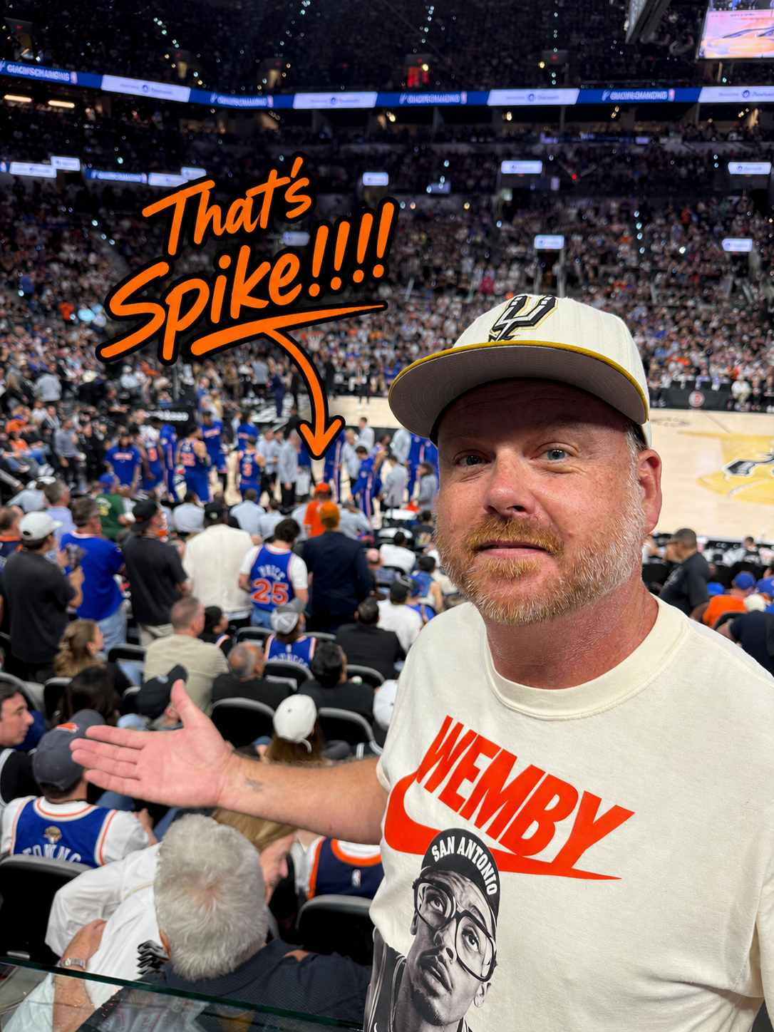 One of my amazing customers with the shirt on at Game 5.