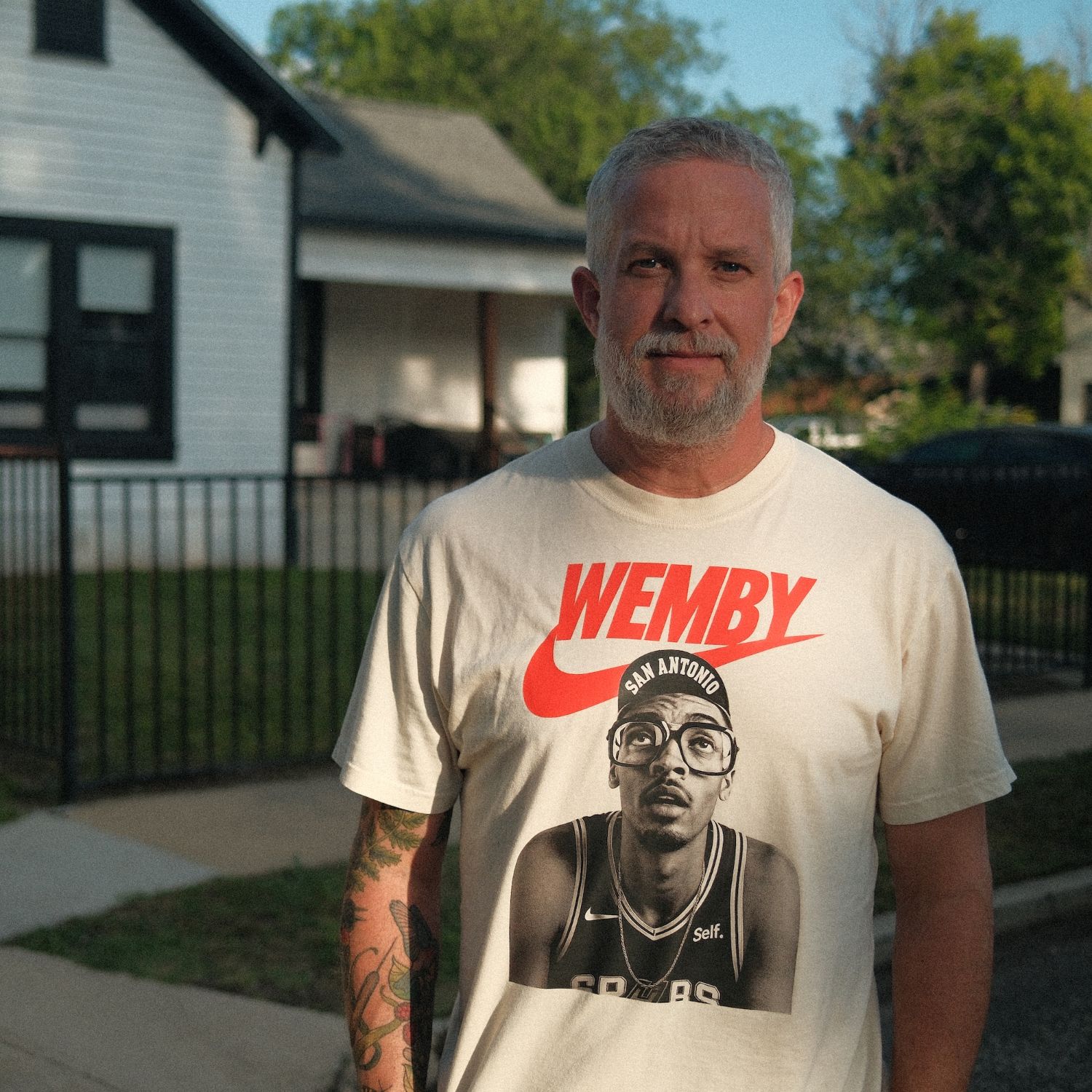 Customer wearing a 210×210 Wemby shirt